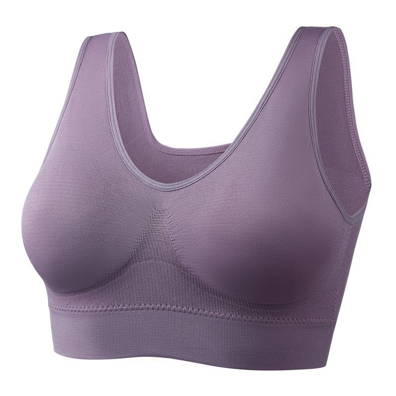 Plus Size One-Piece Seamless Sports Bra, Wireless Removable Pads Thin Running Yoga Athletic Underwear for Women