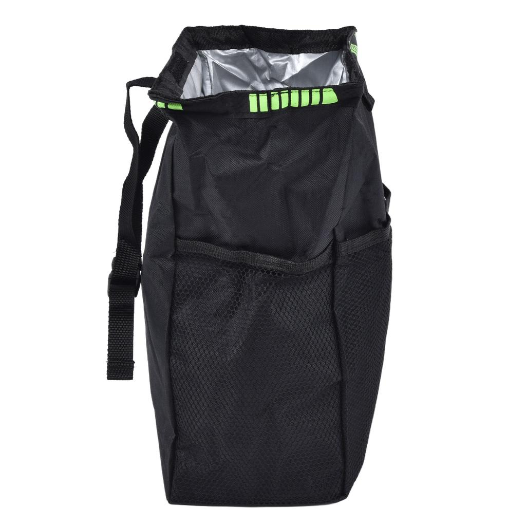 Car Garbage Storage Bag Waterproof Foldable Oxford Fabric Auto Litter Bin with Lid and Pockets Black