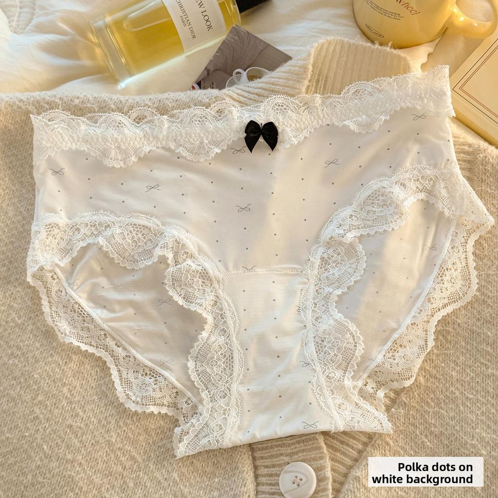 Ladies Summer Sexy Lace Edge Extended Crotch Comfortable Skin Breathable Non-scar Waist Triangle Briefs