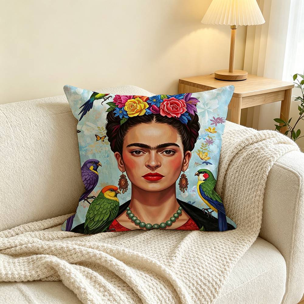Fashion F-Frida Kahlo Art  Pillow Case Square Double-Sided Sofa Cushion Cover Bedroom Bedside Pillow