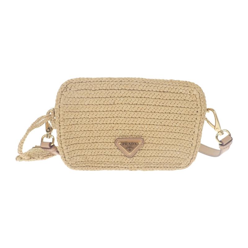 PRADA  1BH196 Shoulder Bag natural/beige Raffia/leather Women