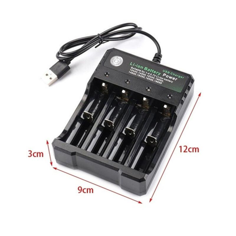 Usb Battery Charger 4-slot Independent Charging Adapter Two-color Indicator For 18650 Lithium