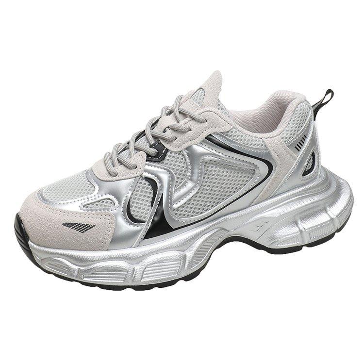 Leather thick-soled heightening dad shoes for women 2025 autumn and winter new Korean version breathable casual versatile sports shoes for women