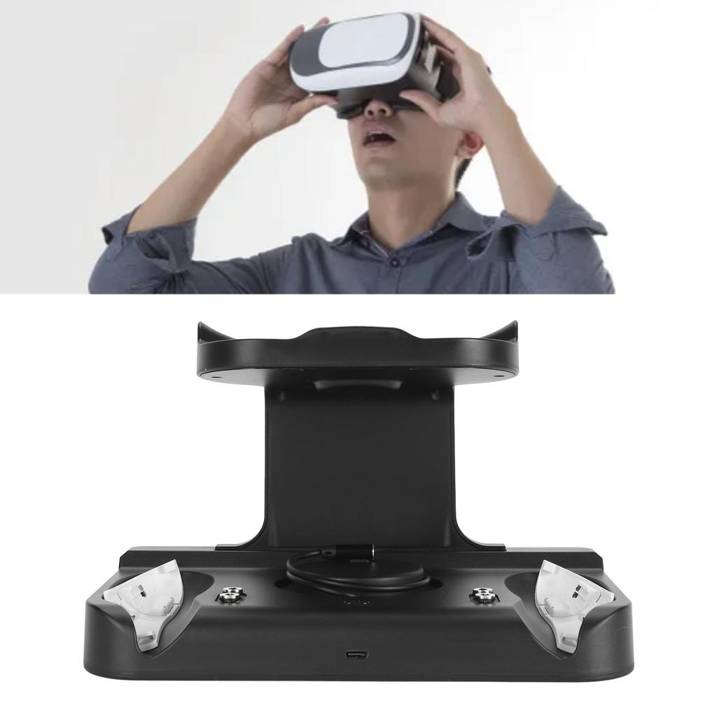 VR Charging Station USB C Fast Charging Multiple Prevention with 2 Rechargble Batteries VR Hdset Controller Charging Dock for   3