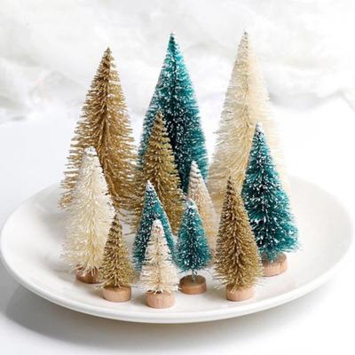 Yousheng 8Pcs Christmas Tree Ornaments Artificial Snowy Pine Tree Figurines Miniature Xmas Tree Statues for Home Table Desk Office Decoration