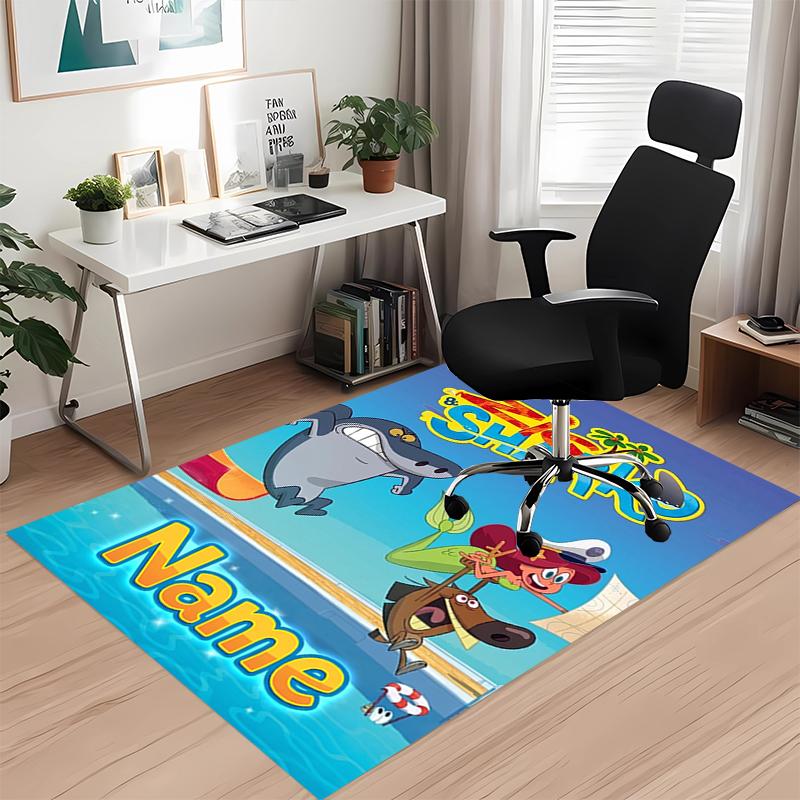 Custom Name Zig Sharko Printed Carpet Rug For Office Chair Living Room Bedroom Kitchen Room Decor Gifts