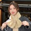 Elegant Winter Muslim Square Mink Wool Fur Woven Double-sided Scarf with Collar for Women