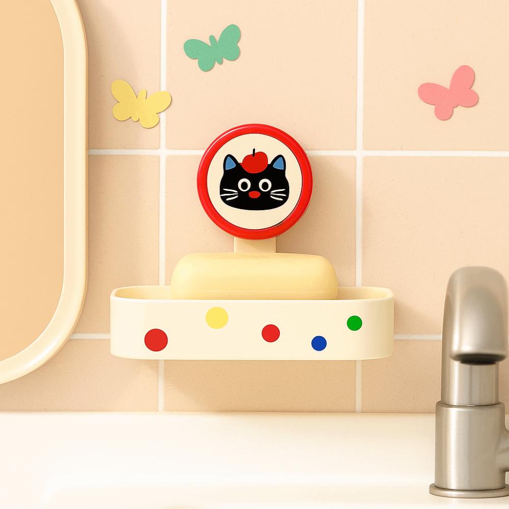 Quick Drain Wall Mounted Soap Storage Box Cartoon Soap Rack Drain Box Suction Cup Soap Box  Shower