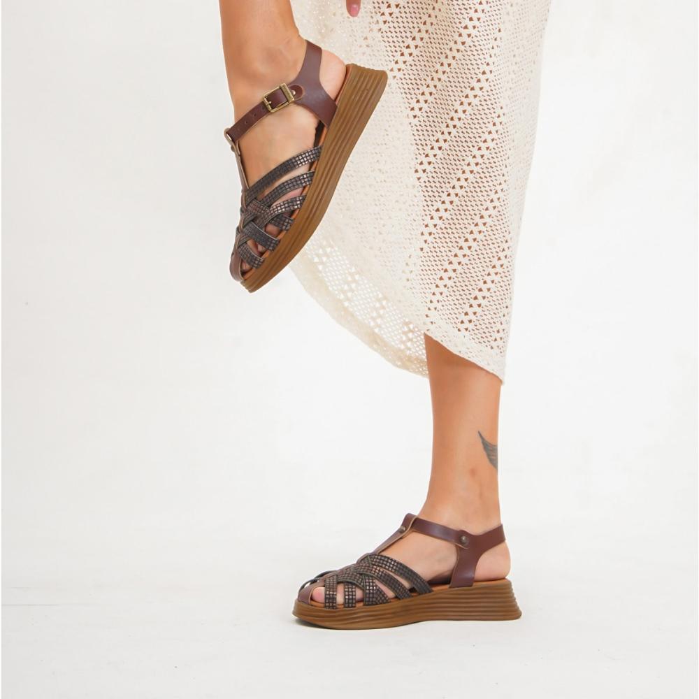 Sandales en cuir pour femmes bleues en cuir véritable