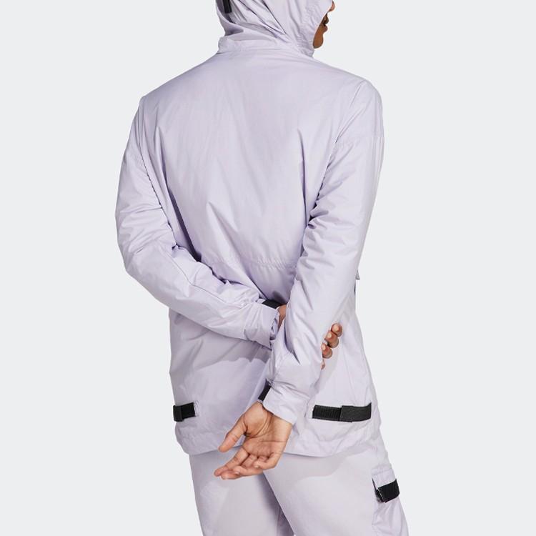 adidas Solid Color Logo Sports Outdoor Hooded Jacket Men’s Silver