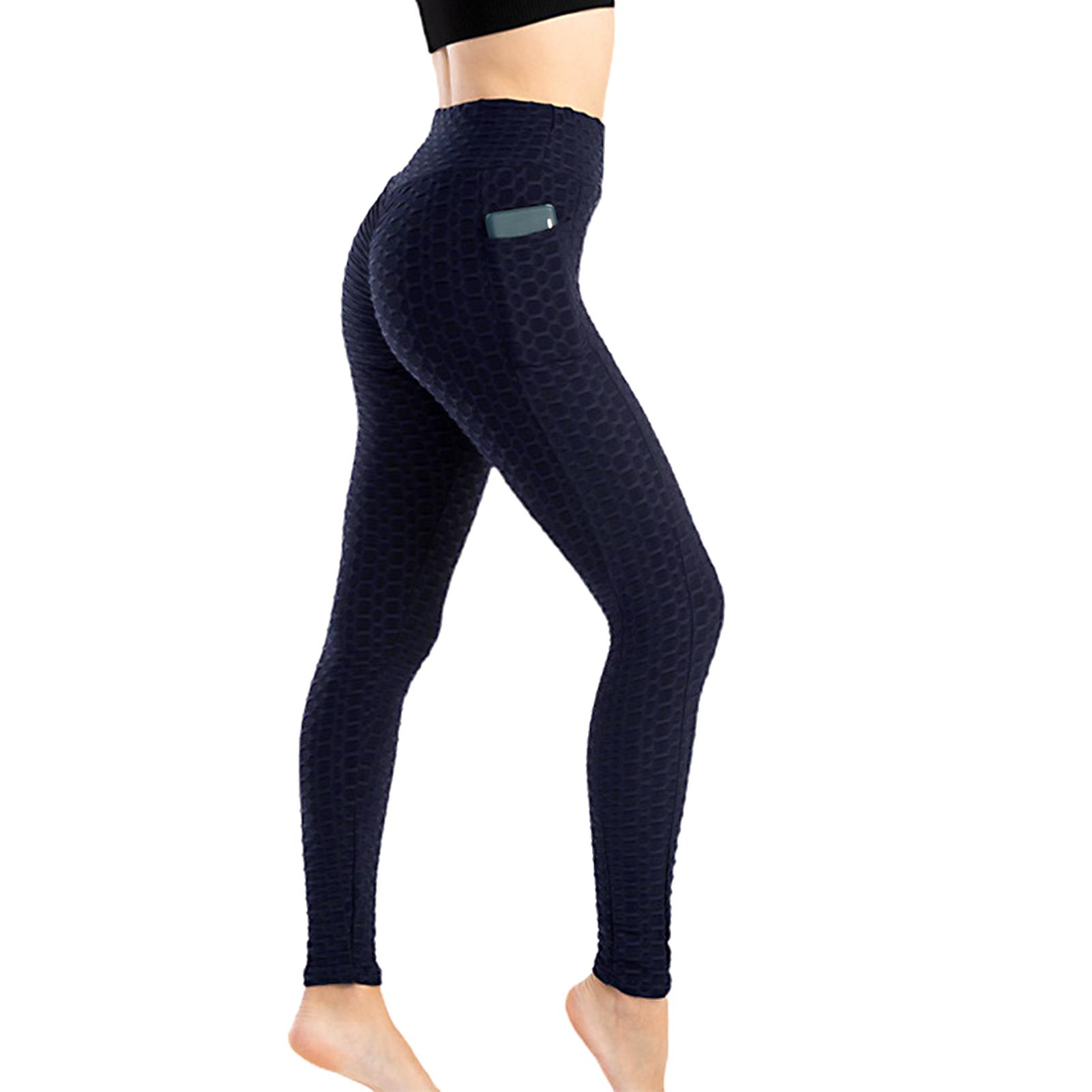 

Жіночі штани для йоги з високою талією, підтягнутими, еластичними, м’якими, дихаючими, кишенями для телефону, вузькими компресійними спортивними штанами для вправ для бігу M