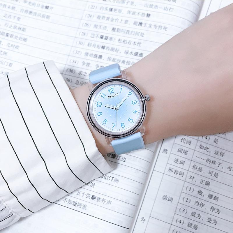 New silicone tape student watch girl junior high school student exam special watch luminous waterproof quartz watch