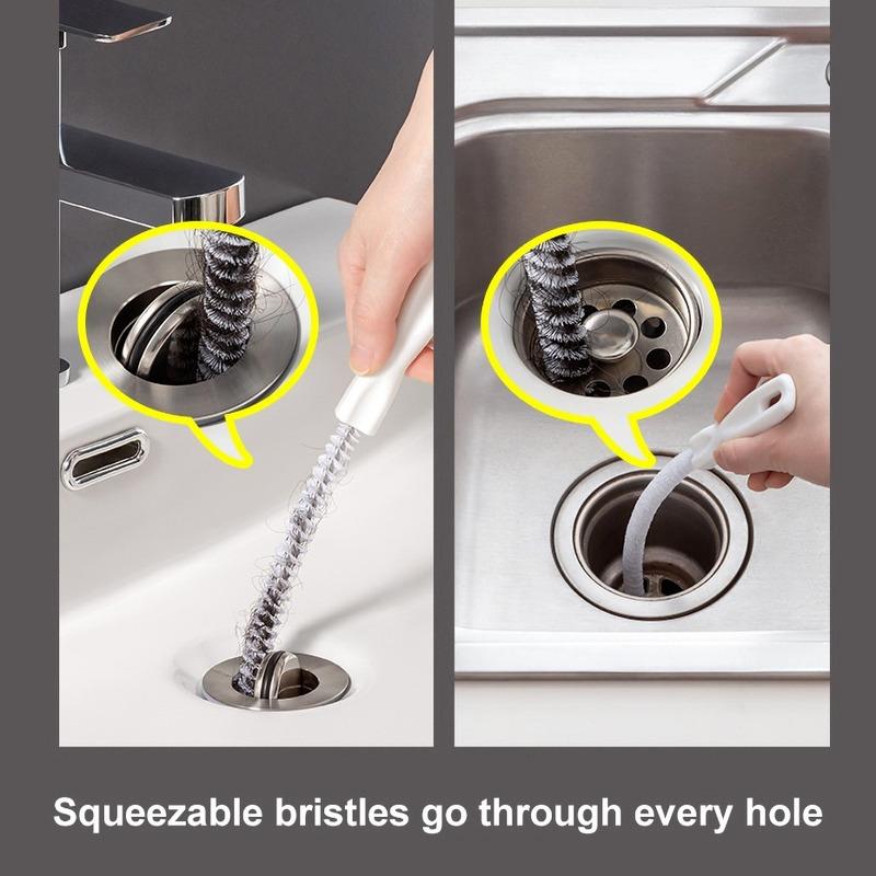 Spazzola per dragare il tubo da 45 cm Spazzola per capelli per il bagno Fogna Lavello Spazzola per la pulizia Pulitore di scarico Pulitore flessibile Strumento per la rimozione del foro della spina