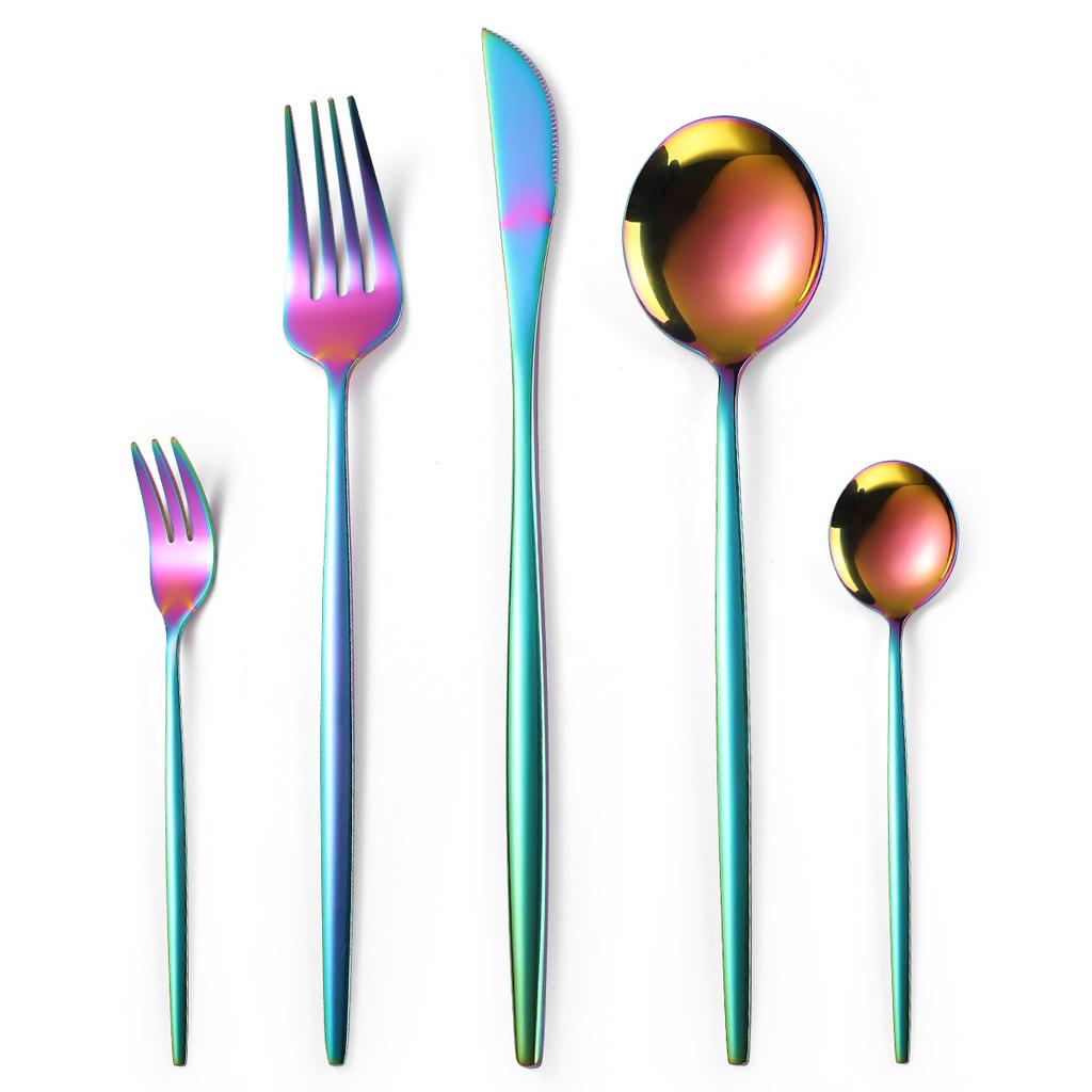 2026 Stainless Steel Knife and Fork Spoon Tableware Set Golden Western Food Steak Dessert Knife Fruit Fork Simple Style Tableware