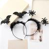 Halloween-Stirnband Kostümzubehör Stirnbänder, Schwarzes Spinnenfledermaus-Stirnband, Glitzerndes Flauschiges Haarband Kopfschmuck für Themen-Tanz Damen, Teenager, Cosplay,