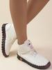 Botines de Invierno Forrados de Felpa para Mujer - Con Cordones, Punta Redonda, Cierre de Velcro, Tallas Grandes