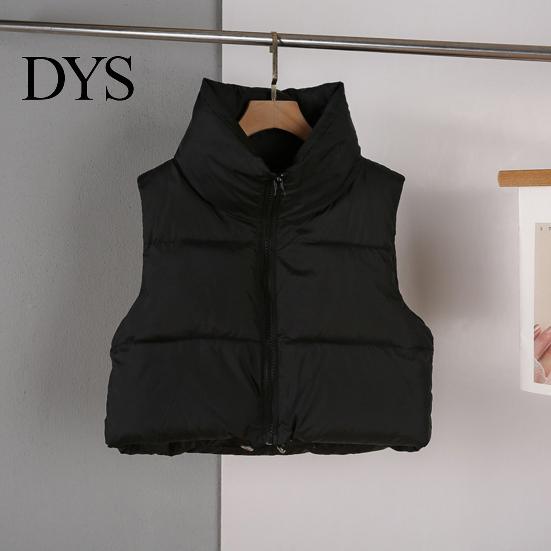 Damen Winterjacke Weste Mantel Stehkragen Nackenschutz Verdickt Gepolstert Reißverschluss Leichte Strickjacke Ärmellos Einfarbig Kordelzug Dame