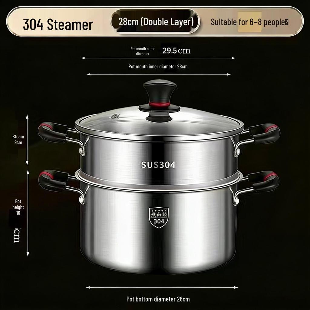 316L Stainless Steel Soup Pot with Handles - Non-Stick for Steaming, Cooking, and Stewing On Induction Cookers
