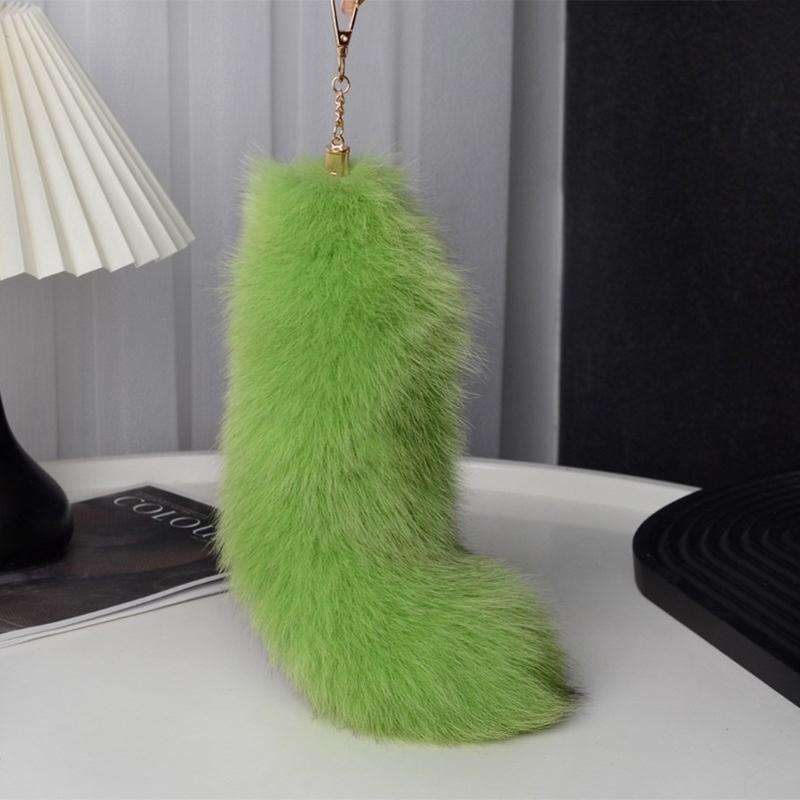 Plush Faux Hair Foxes Tail Keychain Elegant Keyrings Charm with Foxes Tail Pendant Fashionable Keychain Decorations
