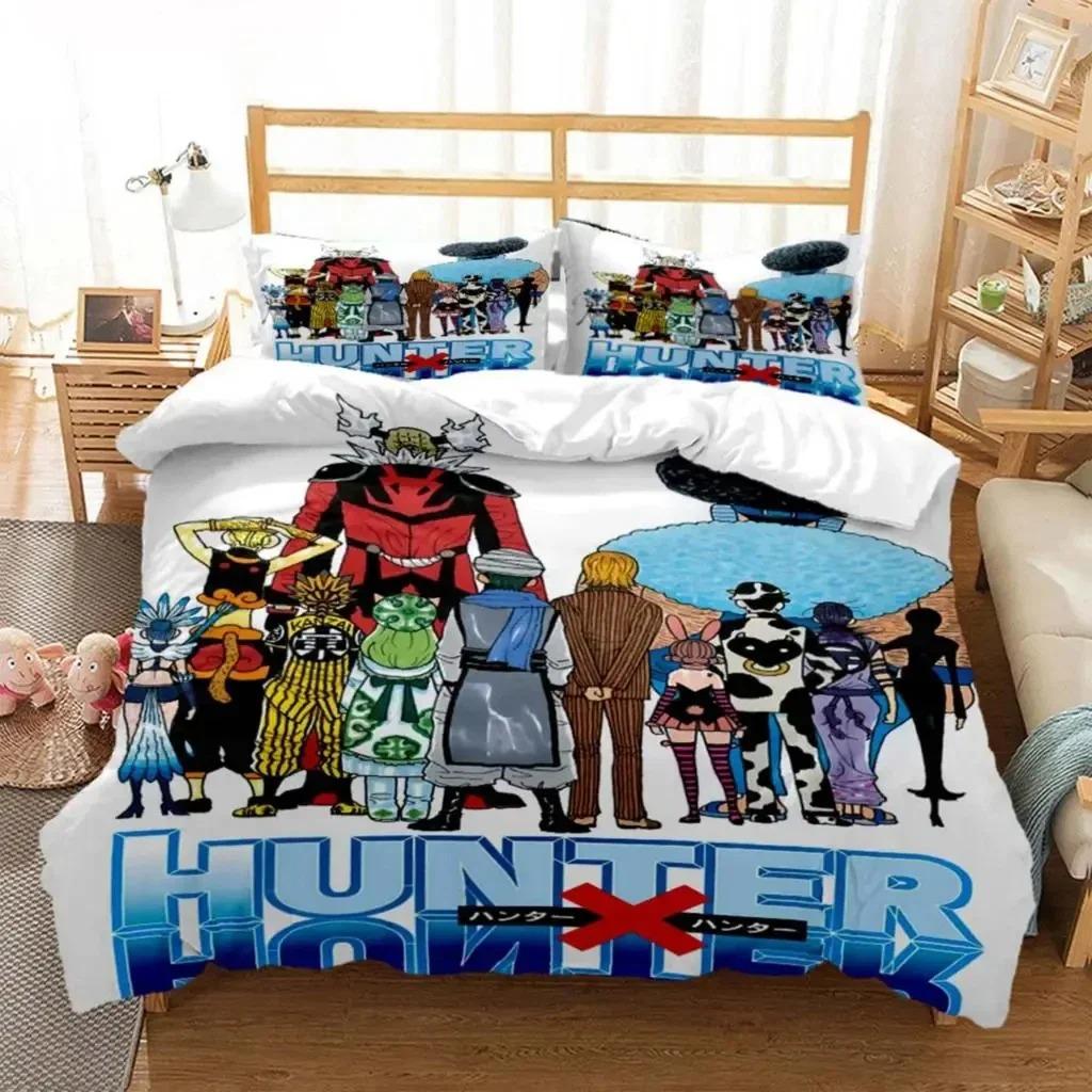 Hunter×Hunter Bedding Set Exquisite Bed Supplies Set Cartoon Anime Duvet Cover Bed Comforter Set Bedding Set Birthday Gift