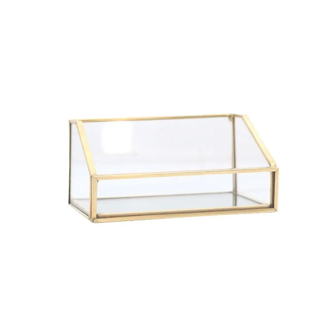 Metal Glass Business Card Holder Stand Durable Elegant Office Name Card Display Stand Professional