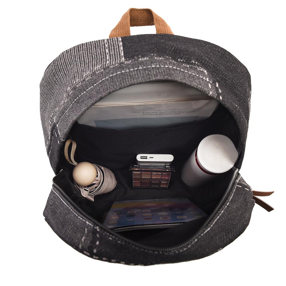 Ein gewaschener Retro-Patchwork-Denim-Rucksack für Mittelschüler