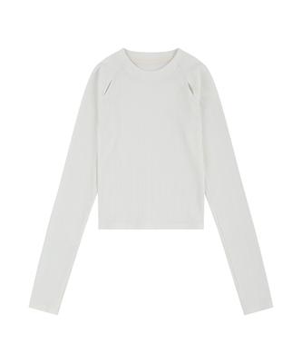 EASY NO EASY Ribbed Crop Long Sleeve - White