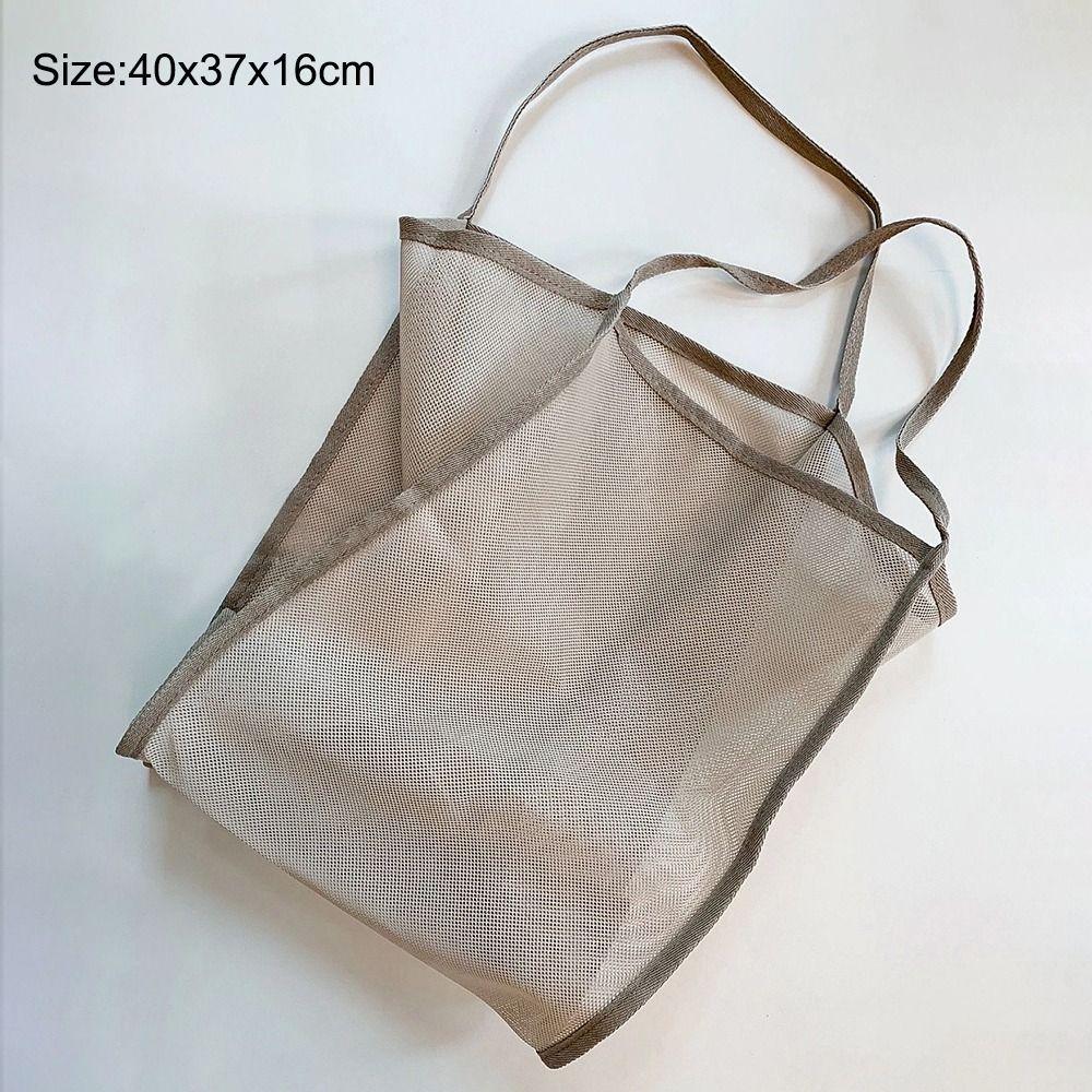 Portable INS Style Mesh Shoulder Bag Transparent Lightweight Mesh Tote Bag Versatile Large Capacity Portable Shopping Bag
