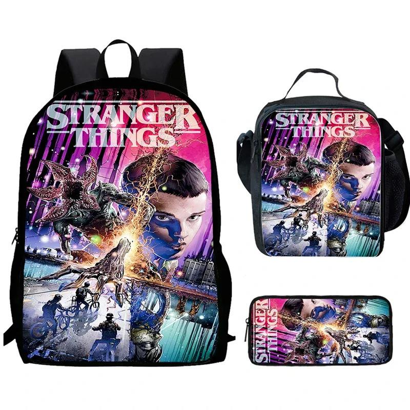 Strangertings Stranger Things Student School Bag Children'S Backpack Satchel Pencil Case