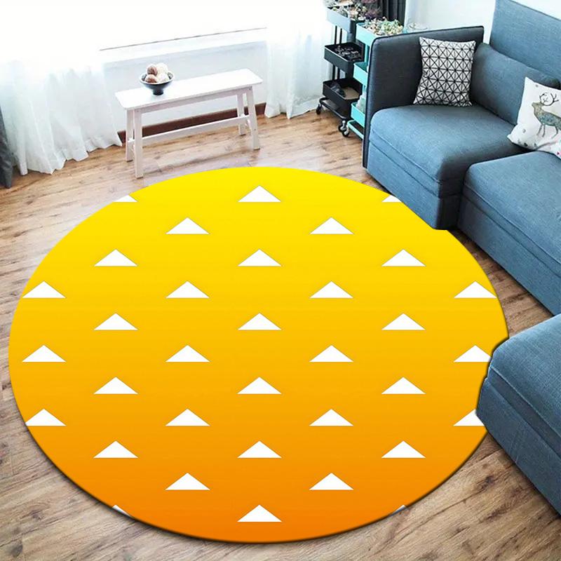Demon Slayer Art Round Area Rug Carpet Rug For Living Room Bedroom Sofa Playroom Decor Nonslip Floor Mat