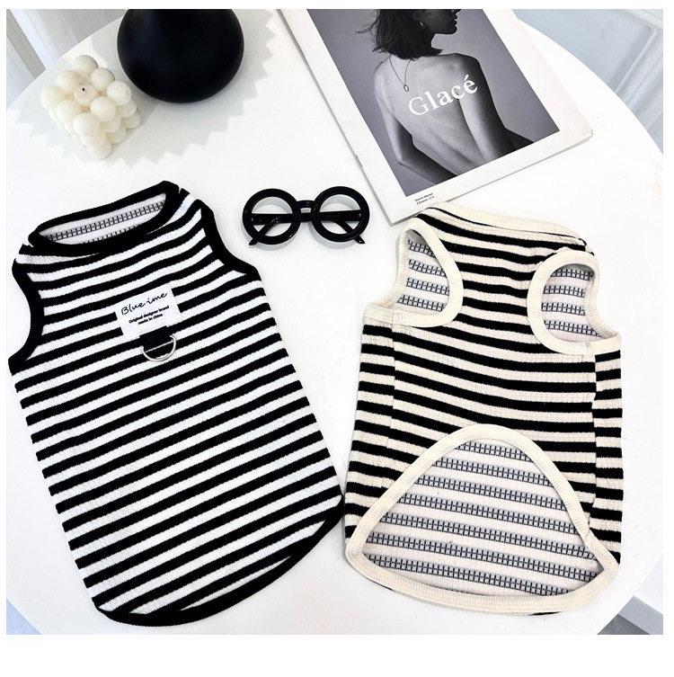 Spring & Autumn Cotton Striped Dog Vest - Comfortable Leash-Pulling Outfit for Teddy, Bichon, Small & Medium Dogs