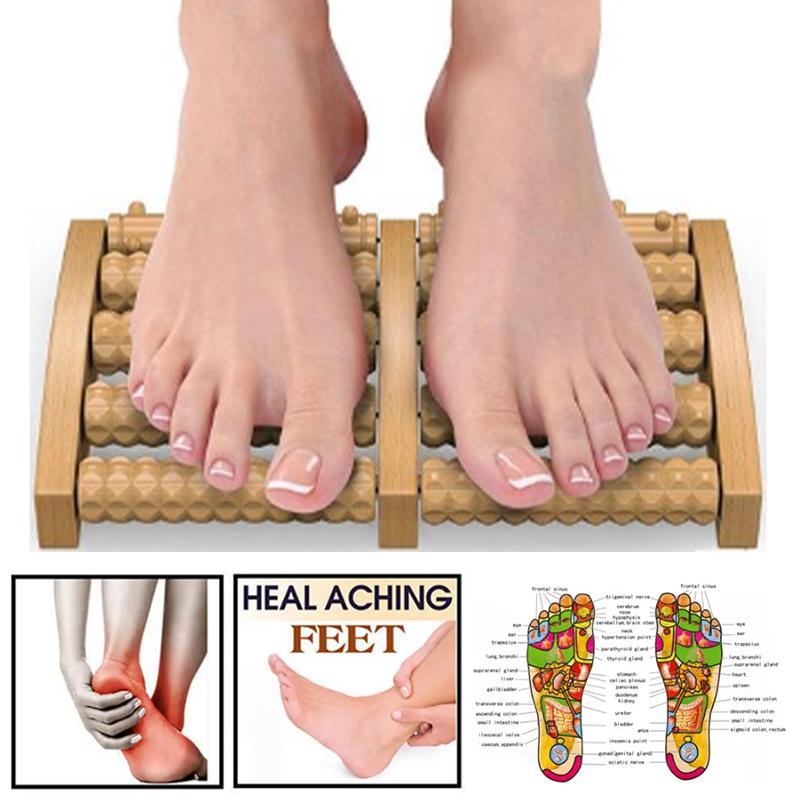 Wooden Foot Massager 3D Shiatsu Roller Massage Relieve Body Stress Muscle Massager Reflexology Feet Care Massage Tool