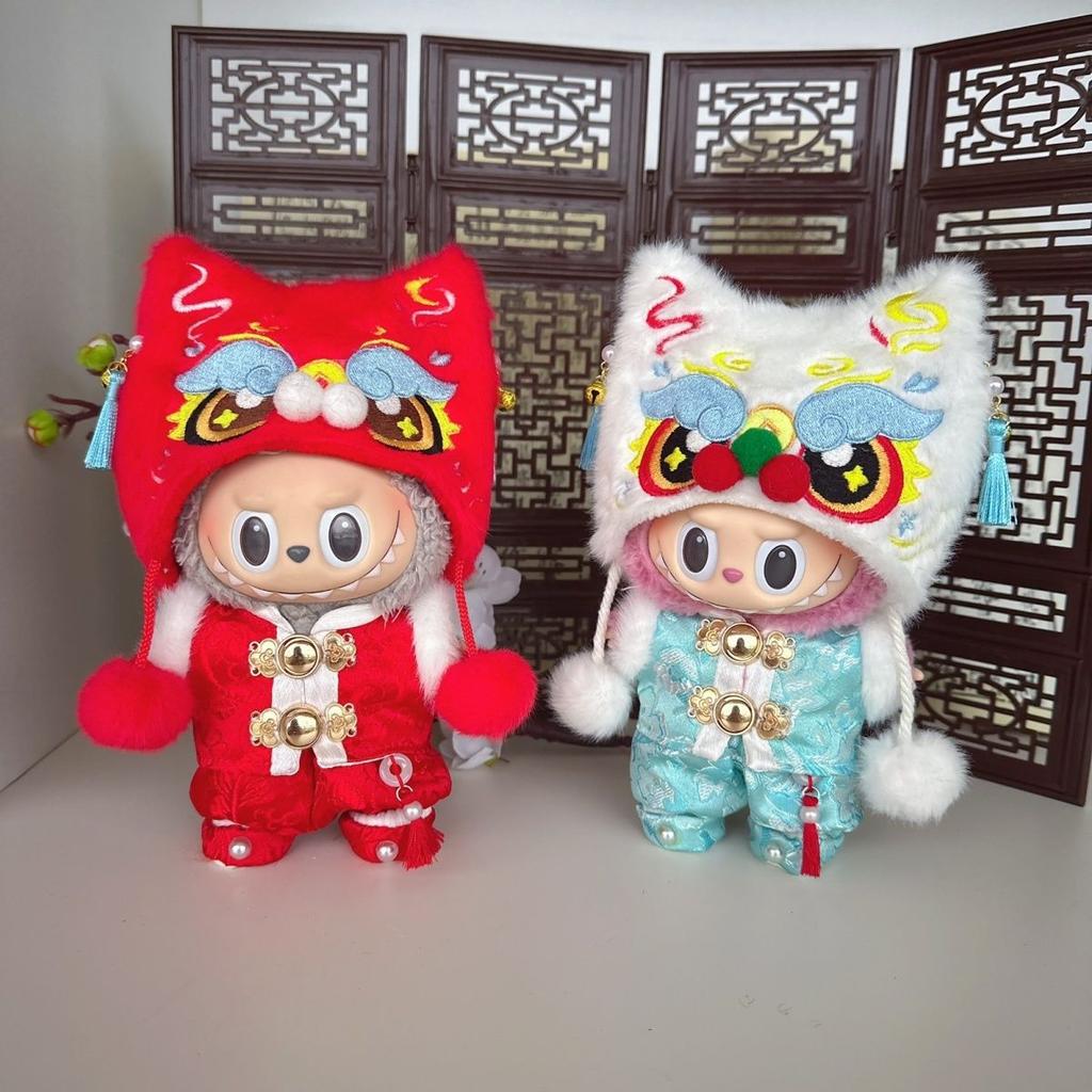 New Year Outfit For Labubu 17cm Doll Clothes Chinese Spring Festival Antique Clothes For Labubu Doll  Accessories