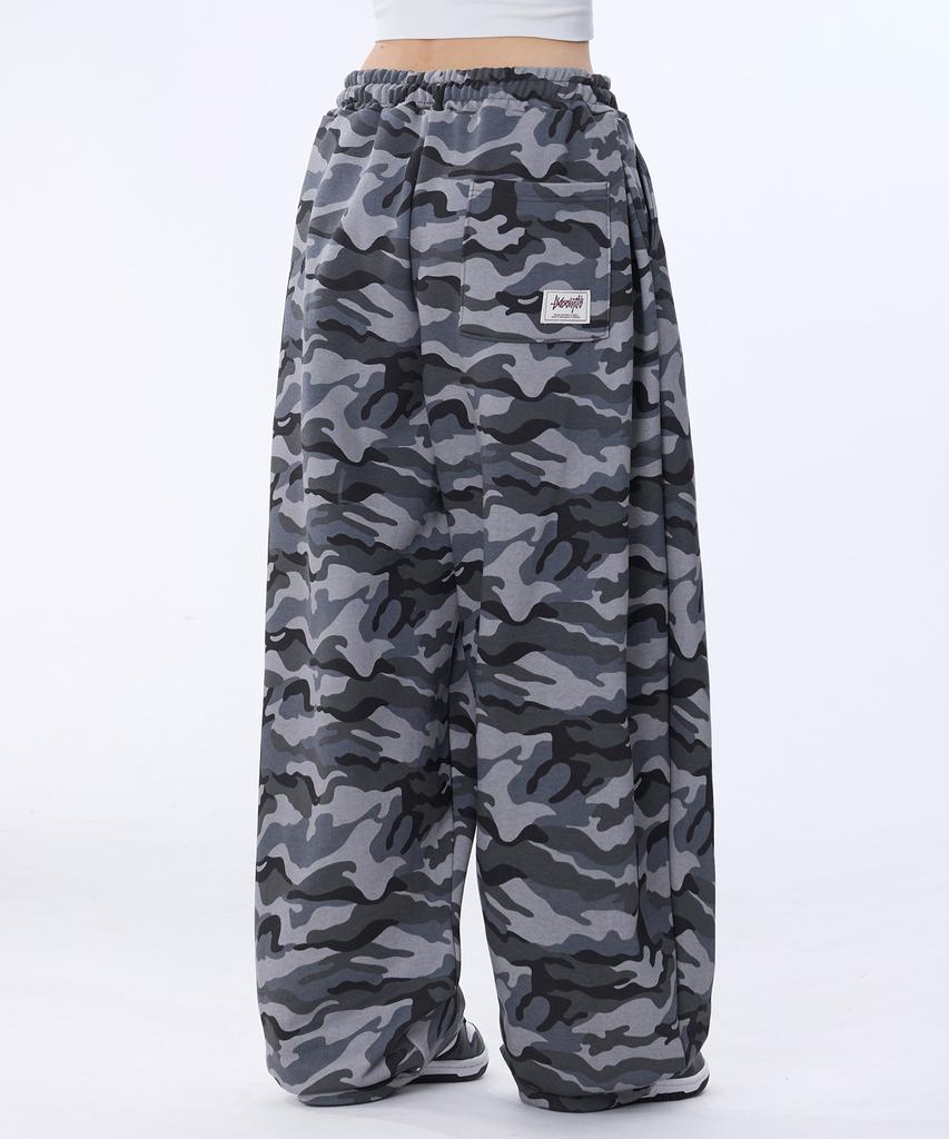 Yosemiti Gekräuselte Raffung Ballon-Jogginghose Camouflage Grau Ylp-602