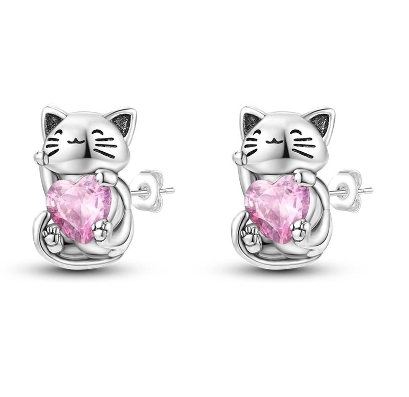 925 Silver Colorful Cute Animal Stud Earrings for Women Girlfriend Birthday Gift