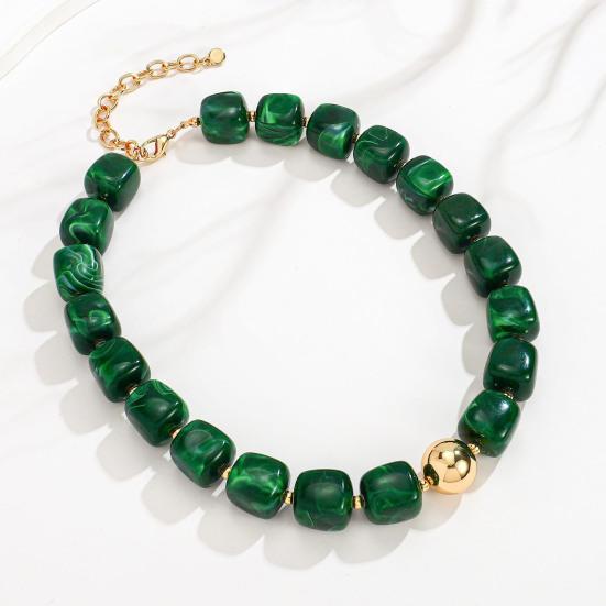 Gruby naszyjnik z koralików Kwadratowe koraliki żywiczne Naszyjnik Choker w stylu boho dla kobiet Wakacje Letnie wakacje Plaża