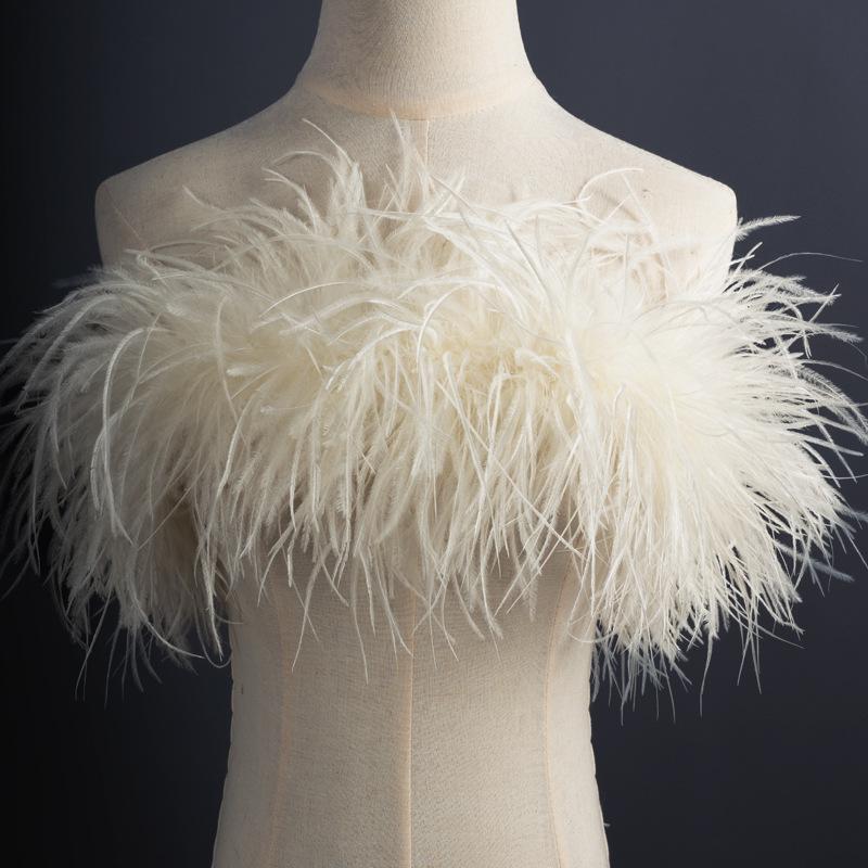5-Layer Color Encrypted Bold Ostrich Feather Strip Latin Dance Dress Fashion Diy Handmade Clothing Accessories