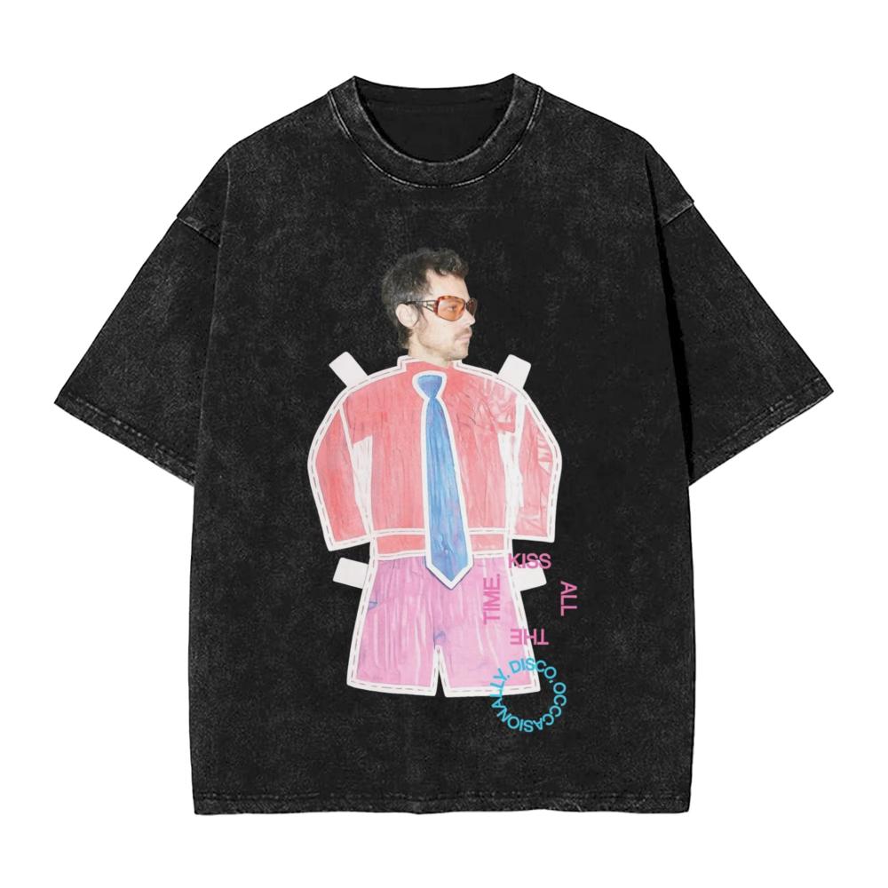 Harrys Styles Kiss All The Time Disco Occasionally T Shirts Washed 100 Cotton Oversize TShirt Aperture Men Women Printed Tees