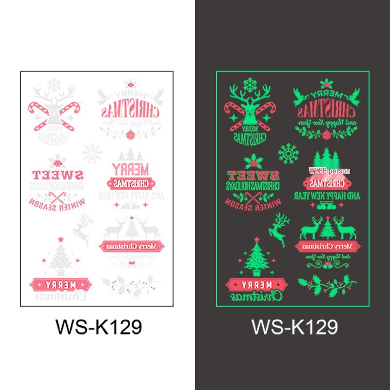 In-Stock Luminous Christmas Temporary Tattoo Stickers for Holiday Party & Window Decoration Gifts