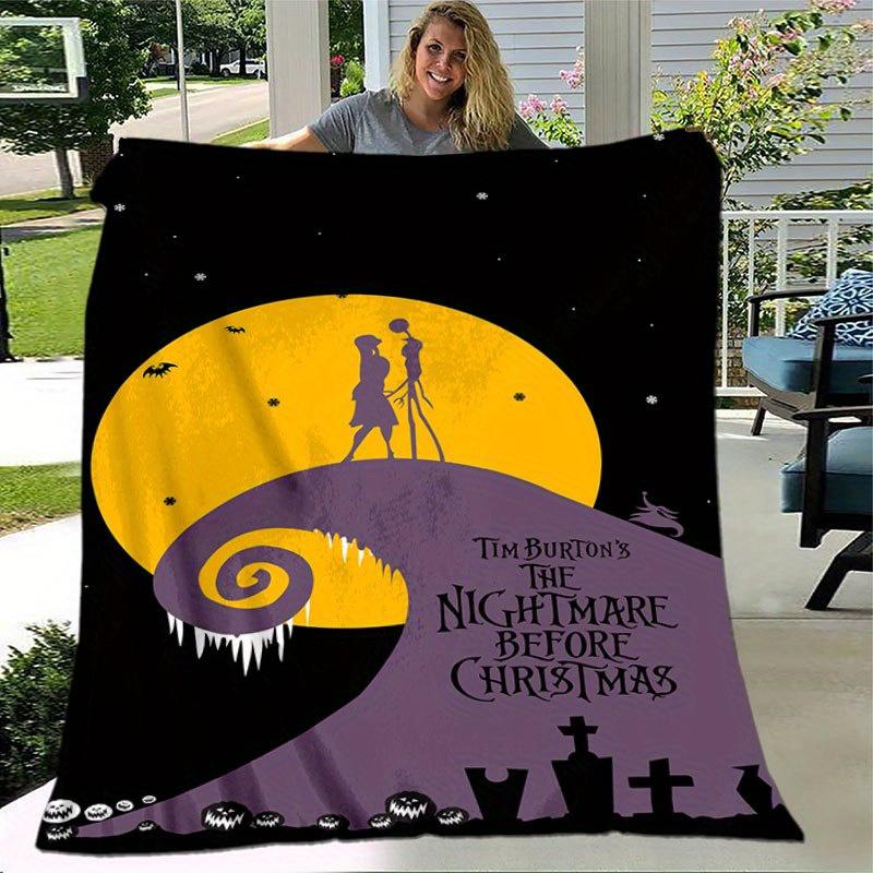 1pc Jack Skellington Printing Flannel Blanket Ideal for Travel Sofa Beds and Home Decor Ideal Birthday or Holiday Gift Available for All Sea