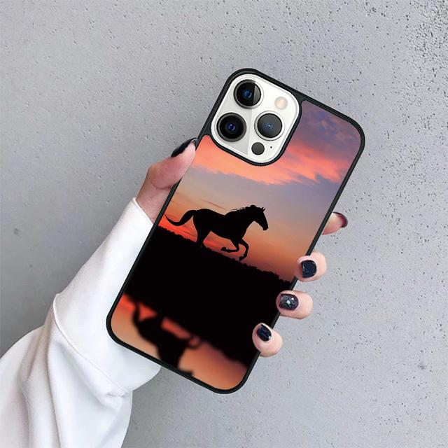 The Running Black Quarter Horse Cover For iPhone 17 Air 15 16 14 13 12 Pro Max 11 Pro Max Plus Phone Case Coque