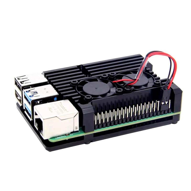 Алюмінієвий корпус для Raspberry Pi 4 З подвійним вентилятором охолодження / Без нього Металевий корпус Чорний корпус Для Rpi Raspberry Pi 4B