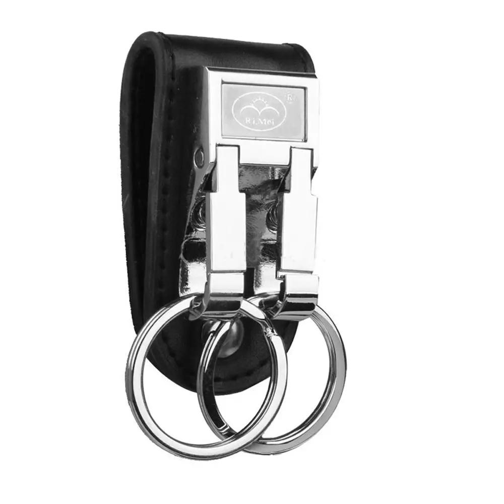 

Detachable Stainless Steel Genuine Leather Key Ring Holder 2 Loops Keychain Key Chain белый