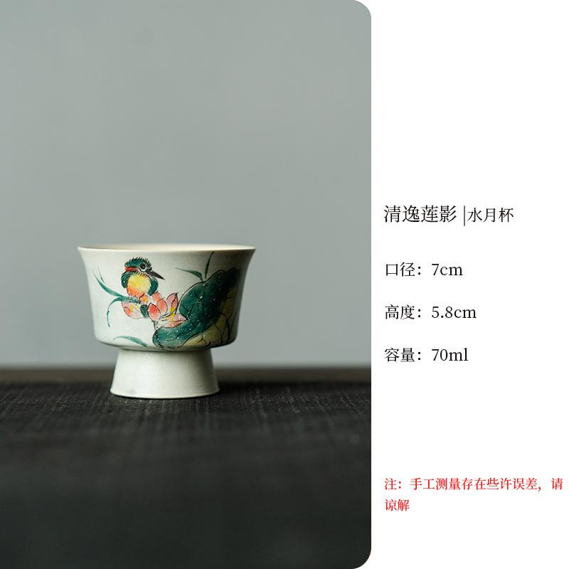 

Hand-painted Lotus Flowers Teacup Elegant Tea Bowl Tea Pair Tea-tasting Fragrance Cup Jianzhan Master Cups Teaset Accessories As your choose
