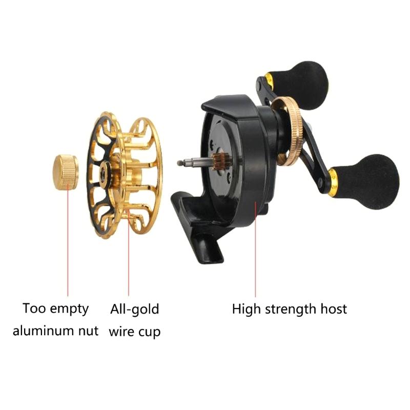 Raft Fishing Reel Aluminum Alloy Fish Line Wheel Right/Left Handed Fishing Raft Wheel Ice Reels Comfortable Grip