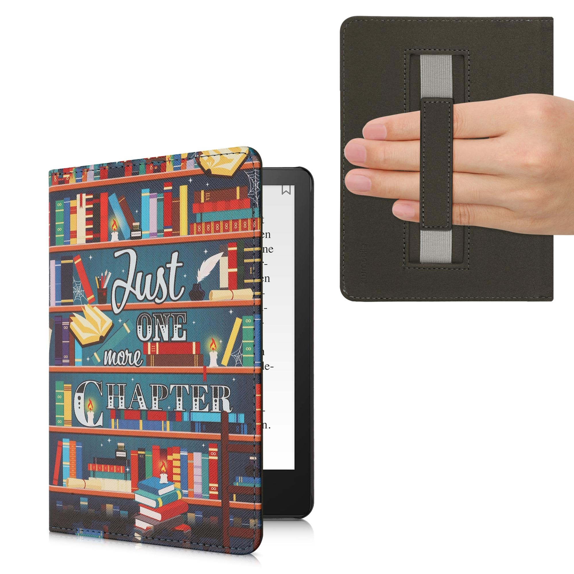 

kwmobile Чехол для Amazon Kindle Paperwhite Поколение 2021 Ударопрочный фолио-чехол из ПУ кожи для еще одного Дизайн 11. - Электронные книги, Просто глава