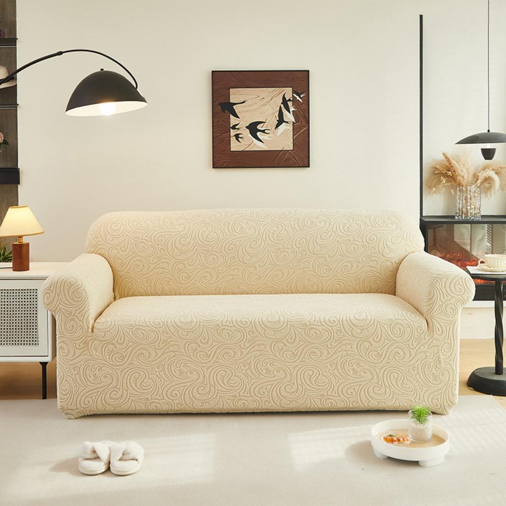 Thickened Elastic Sofa Cover Full Wrap Embossed Fabric Dust Proof Non Slip Couch Protector for All Seasons