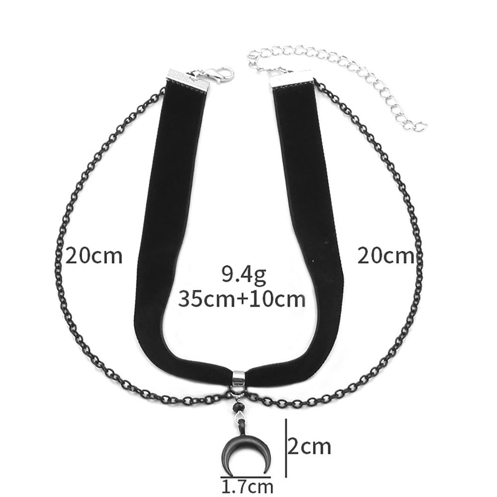 Black Crescent-shaped Necklace Gothic Choker Necklace Vintage Punk Chain Goth Collar Women Double-layer Design Sense Necklace