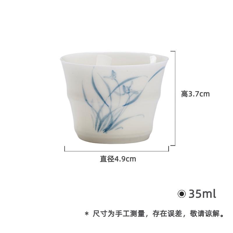 

2pc/lot Jade Mud Handmade Teacup Hand-painted Orchid Master Cup Small Tasting Mug Vintage Tea Pair Personal Cup Teaware 35ml