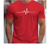Men Heartbeat Print Short Sleeve T Shirt Crew Neck Casual ECG Line Graphic Tee